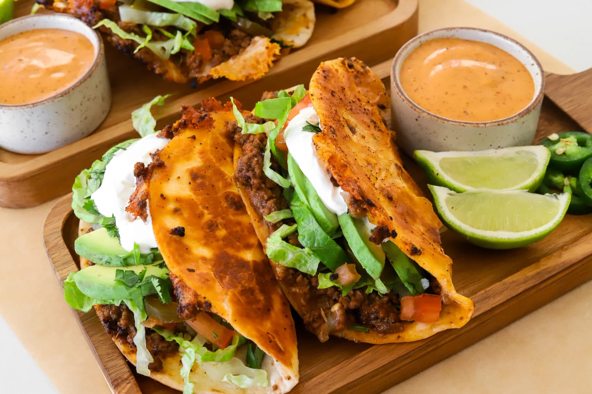 Crispy Cheesy Ground Beef Tacos with Golden Tortillas