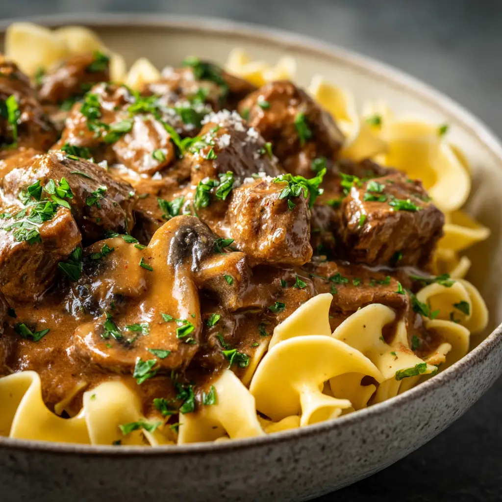 Beef Stroganoff with Sirloin and Cremini Mushrooms