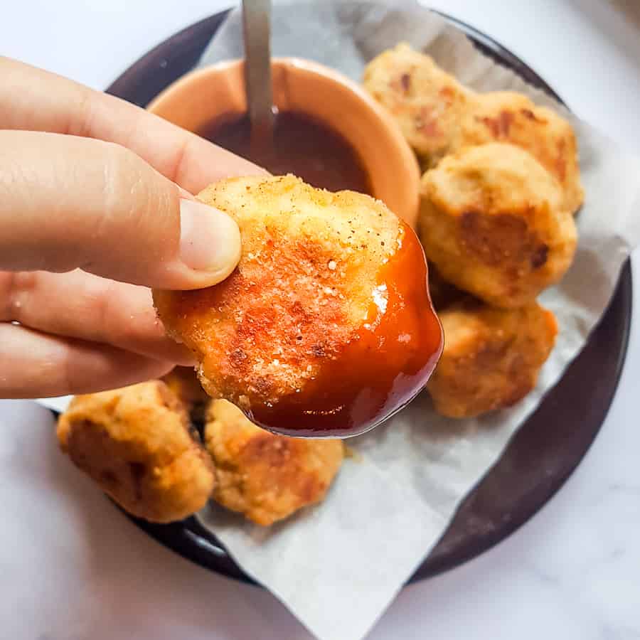 Sweet Potato Chicken Nuggets with Crisp Seasoned Flour Coating