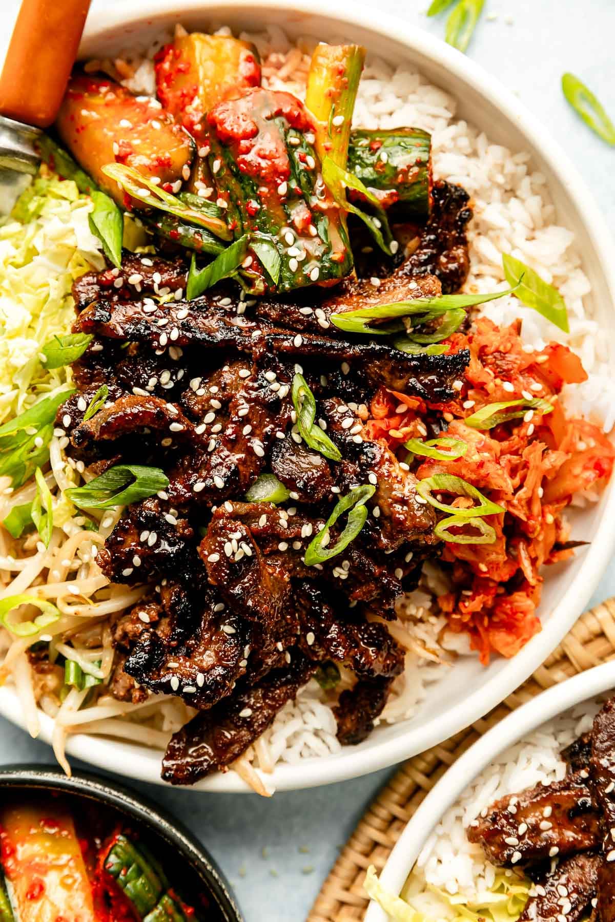 Beef Bulgogi Bowl with Caramelized Steak and Sticky Rice