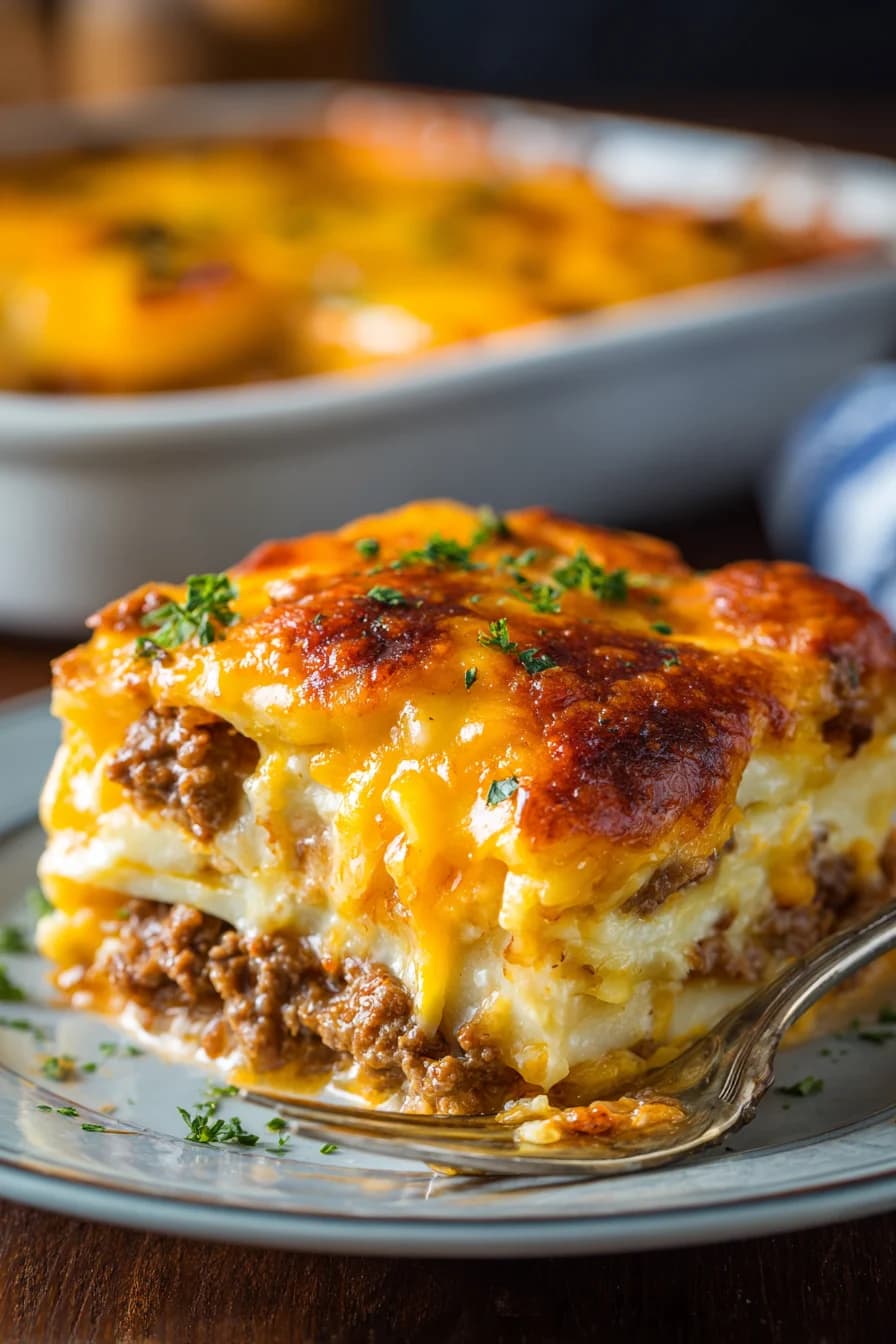 Hobo Casserole With Ground Beef, Potatoes, and Cheddar