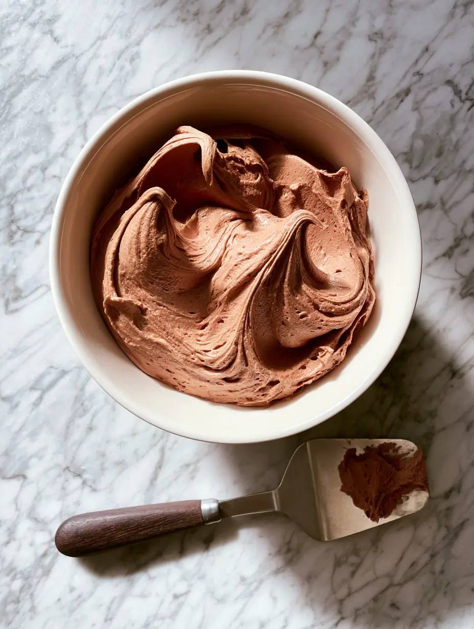 Chocolate Pudding Frosting with Deep Sculpted Swirls