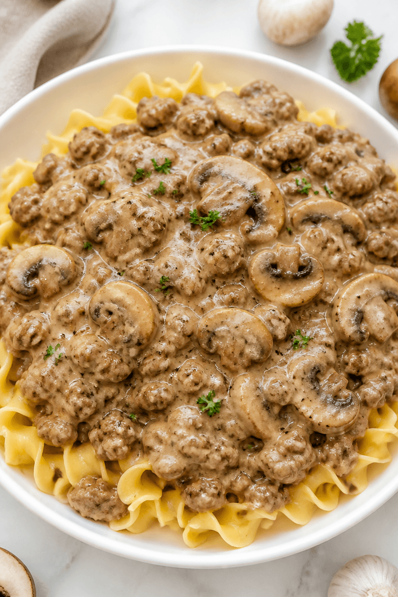 Creamy Mushroom and Ground Beef Stroganoff: A Rich Comfort Classic