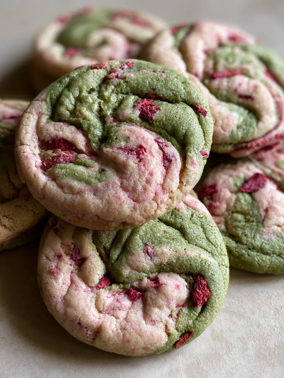 Strawberry Matcha Cookies With Freeze-Dried Strawberries