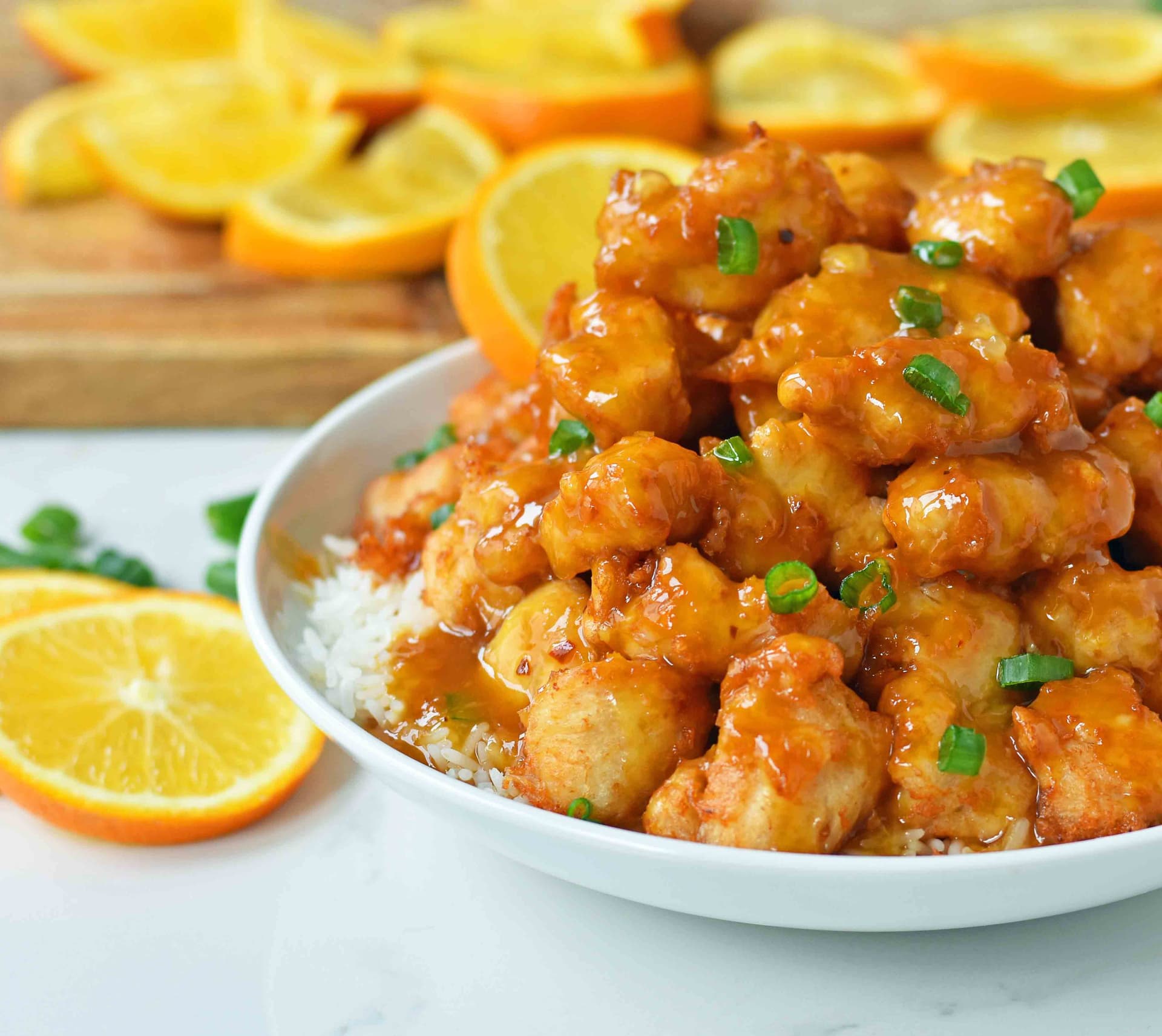 Chinese Orange Chicken with Crispy Fried Chicken and Sweet-Spicy Orange Sauce