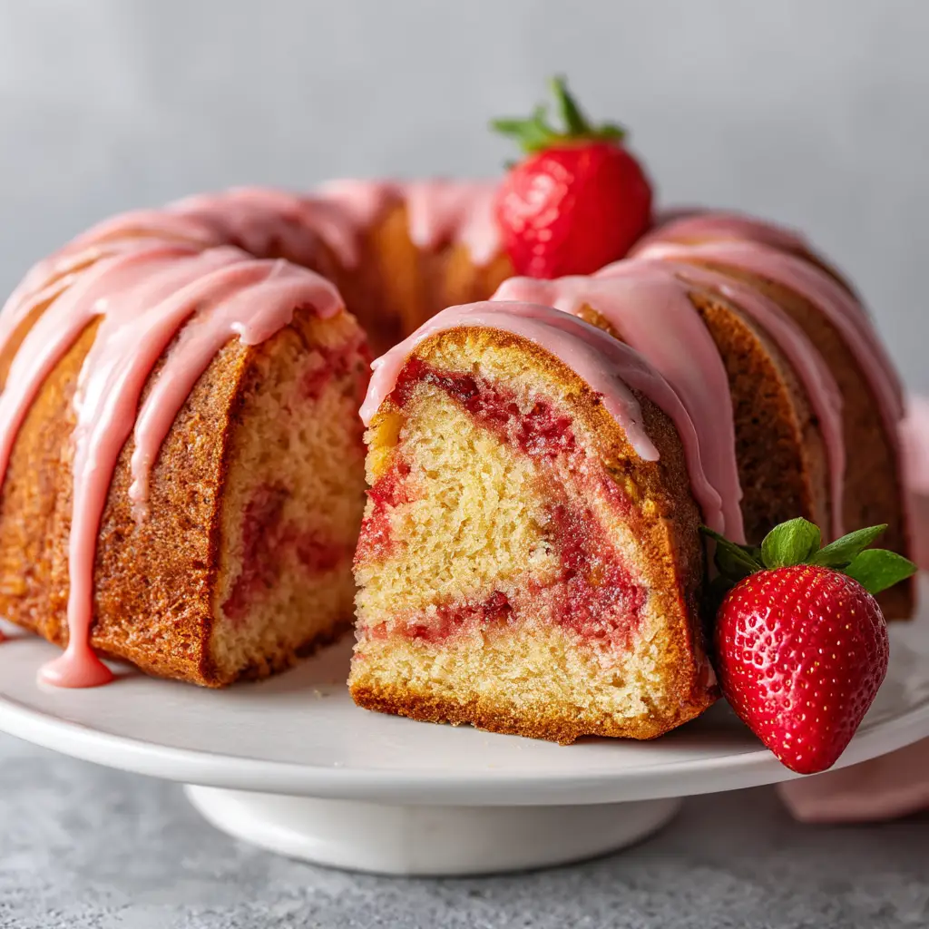 Strawberry Pound Cake with Fresh Strawberry Glaze