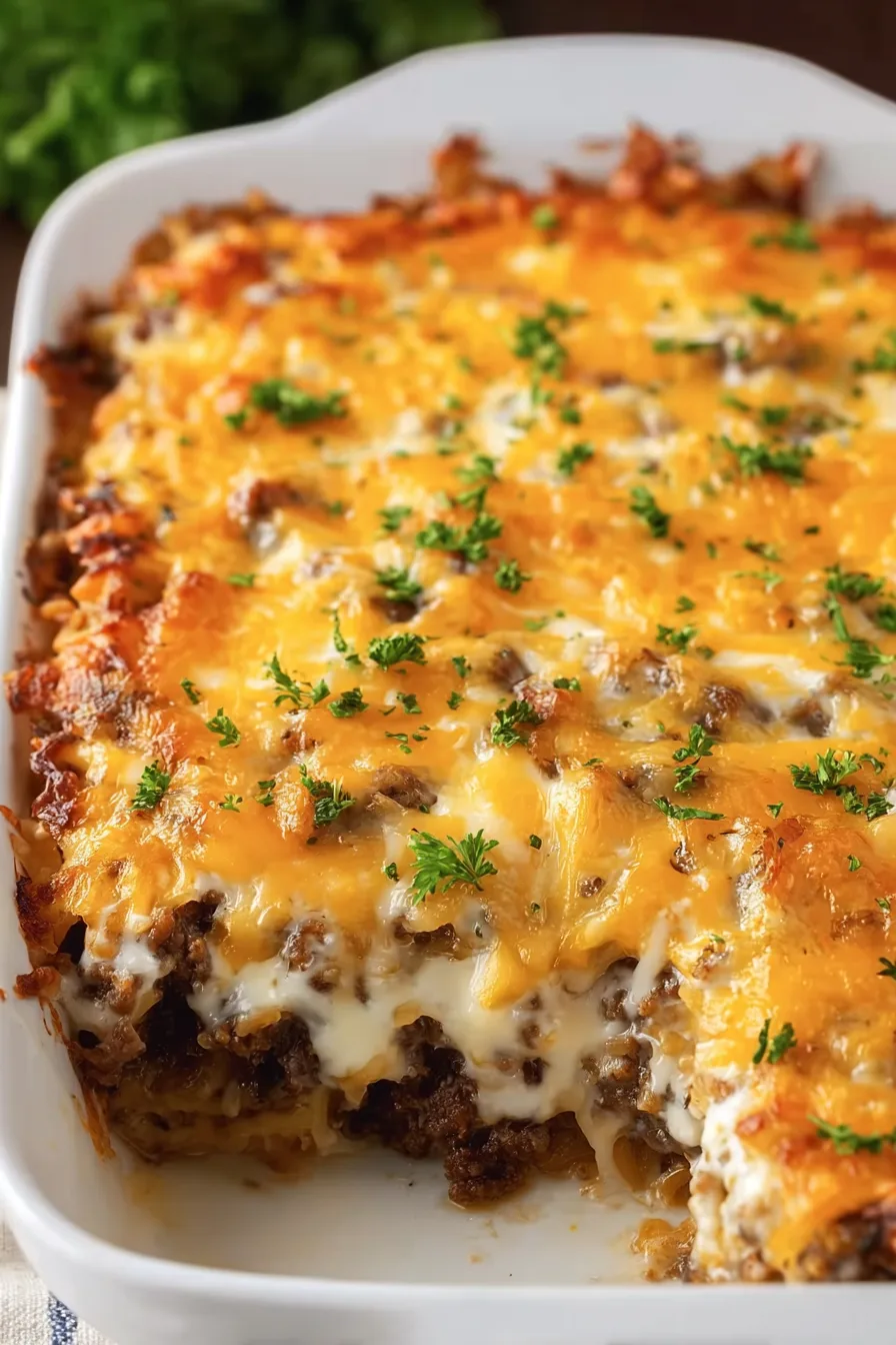 Hobo Casserole With Ground Beef, Potatoes, and Cheddar