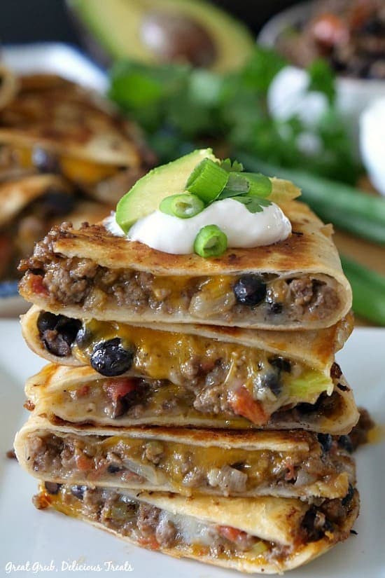 Ground Beef Quesadillas With Seasoned Beef and Melted Cheese