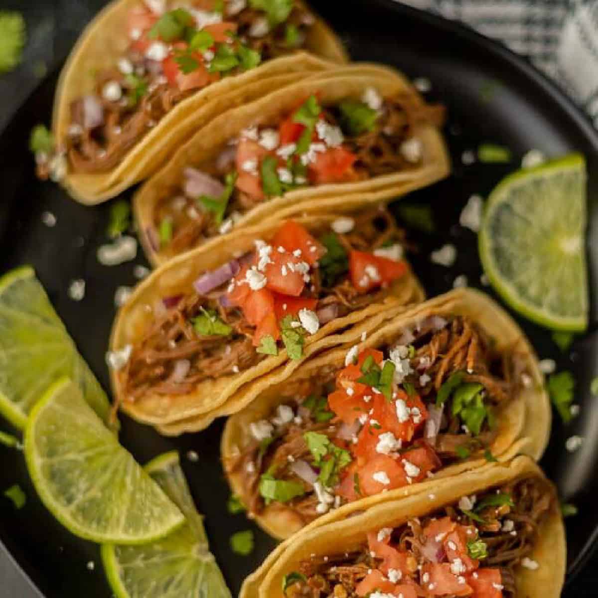 Crock Pot Carne Asada Street Tacos with Lime and Cilantro