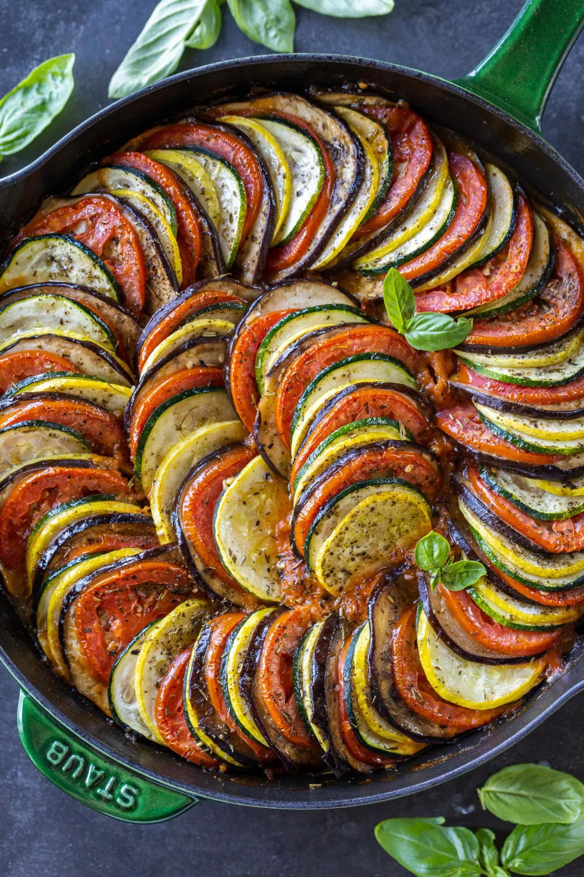 Baked Ratatouille with Garlicky Tomato Sauce and Tender Summer Vegetables