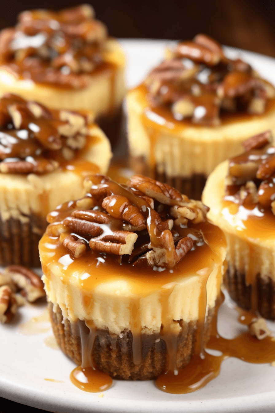 Mini Pecan Pie Cheesecakes with Toasted Pecans and Cinnamon Graham Crust