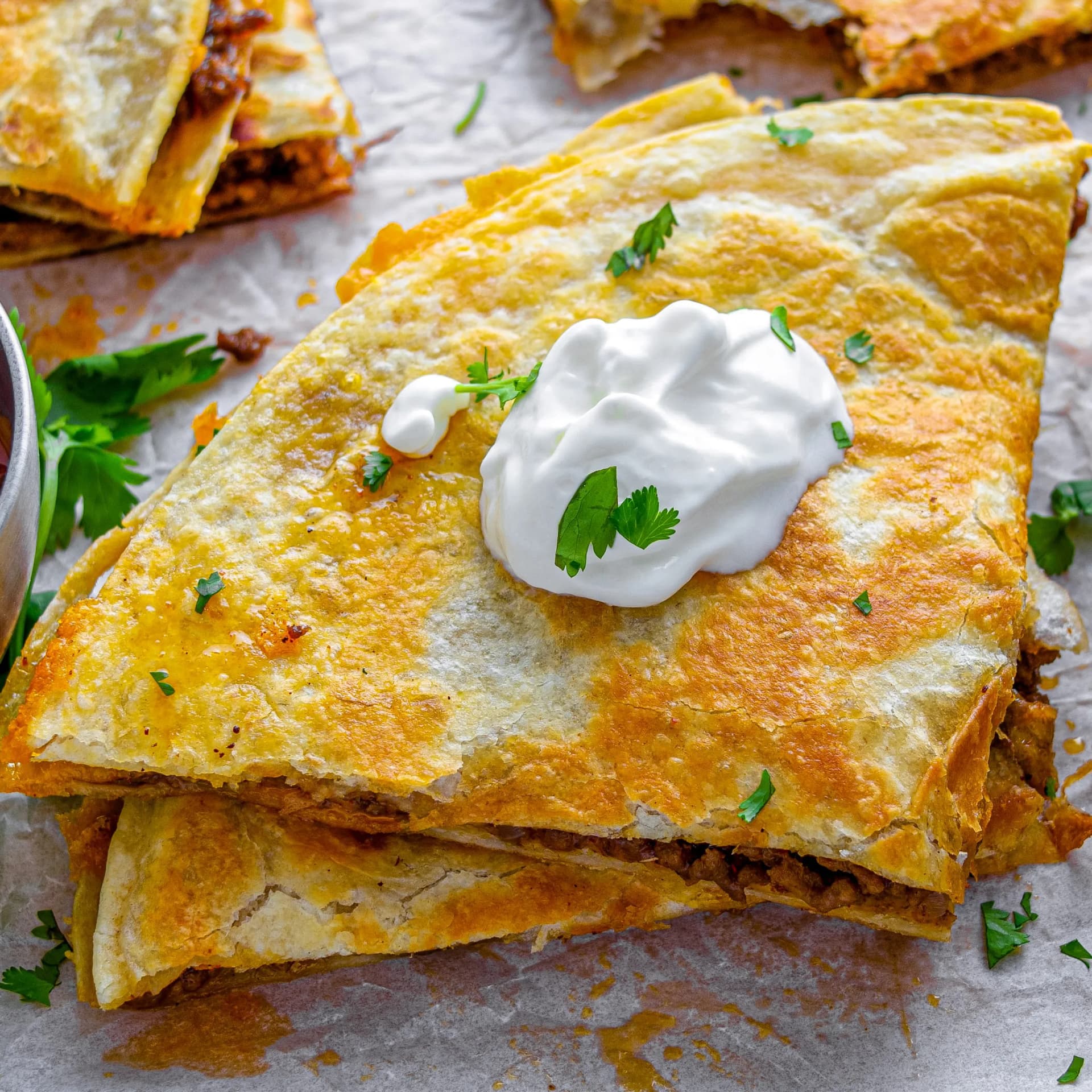 Beef and Cheese Quesadillas With Crisp Flour Tortillas