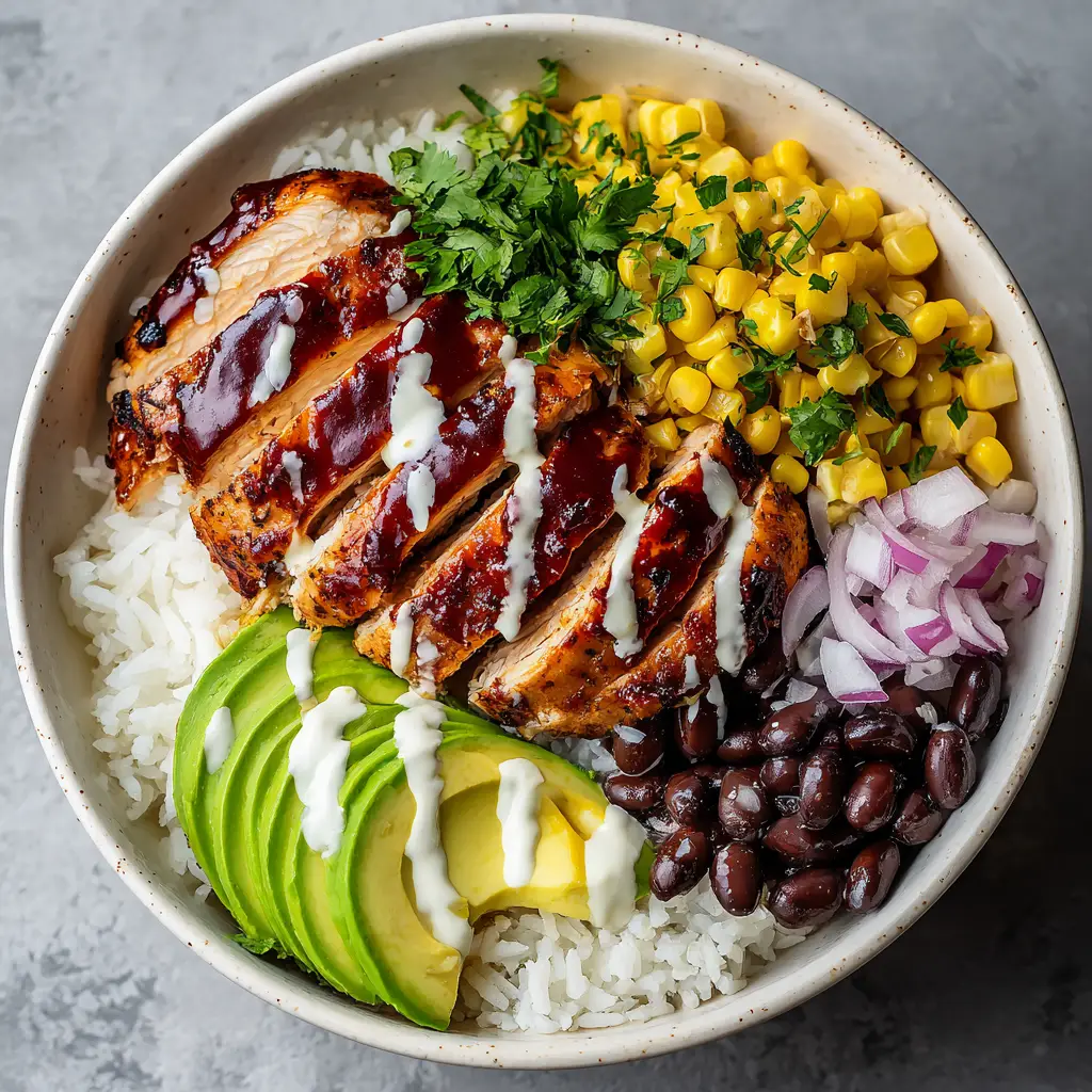 BBQ Chicken Rice Bowls with Corn and Black Beans