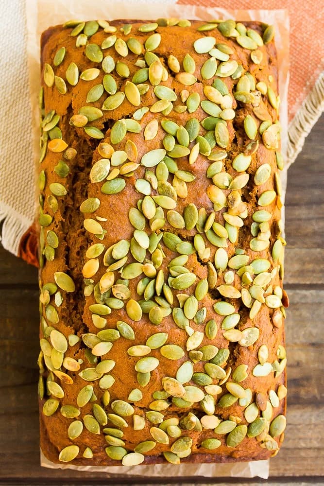 Vegan Pumpkin Bread with Pepitas and Warm Spices