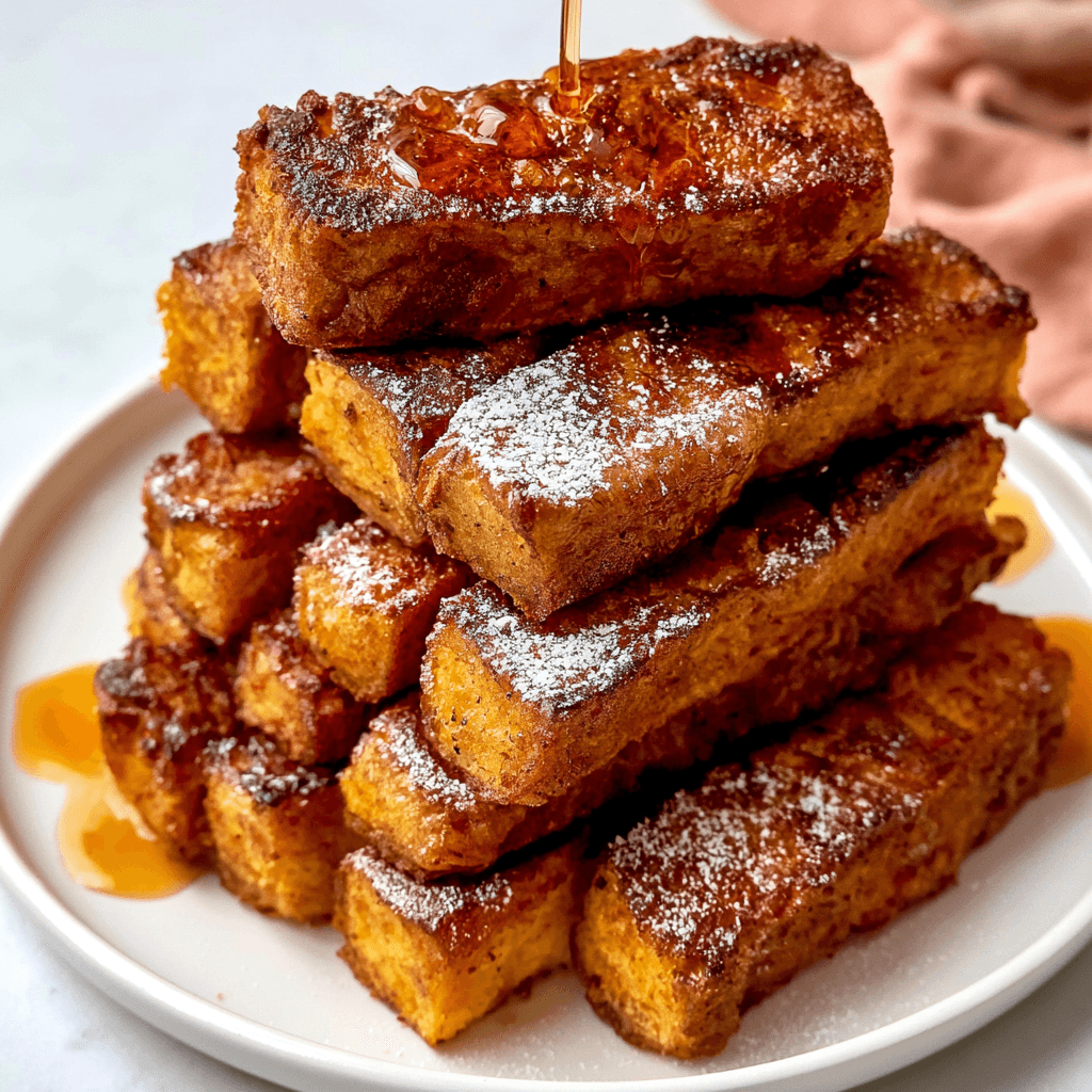 Pumpkin French Toast Strips with Soft Centers and Golden Edges