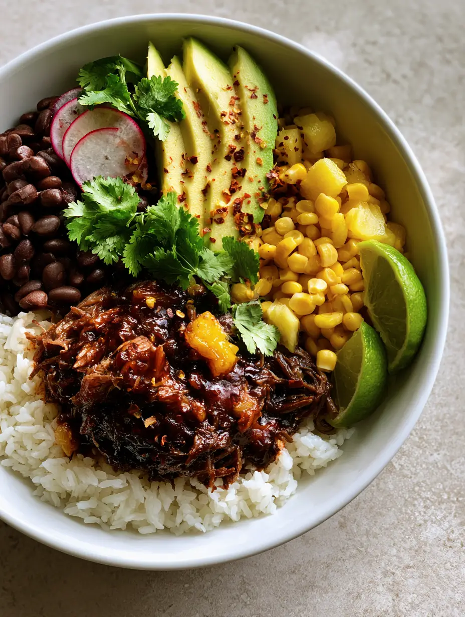 Slow Cooker Pot Roast Bowls with Chipotle Pineapple Glaze