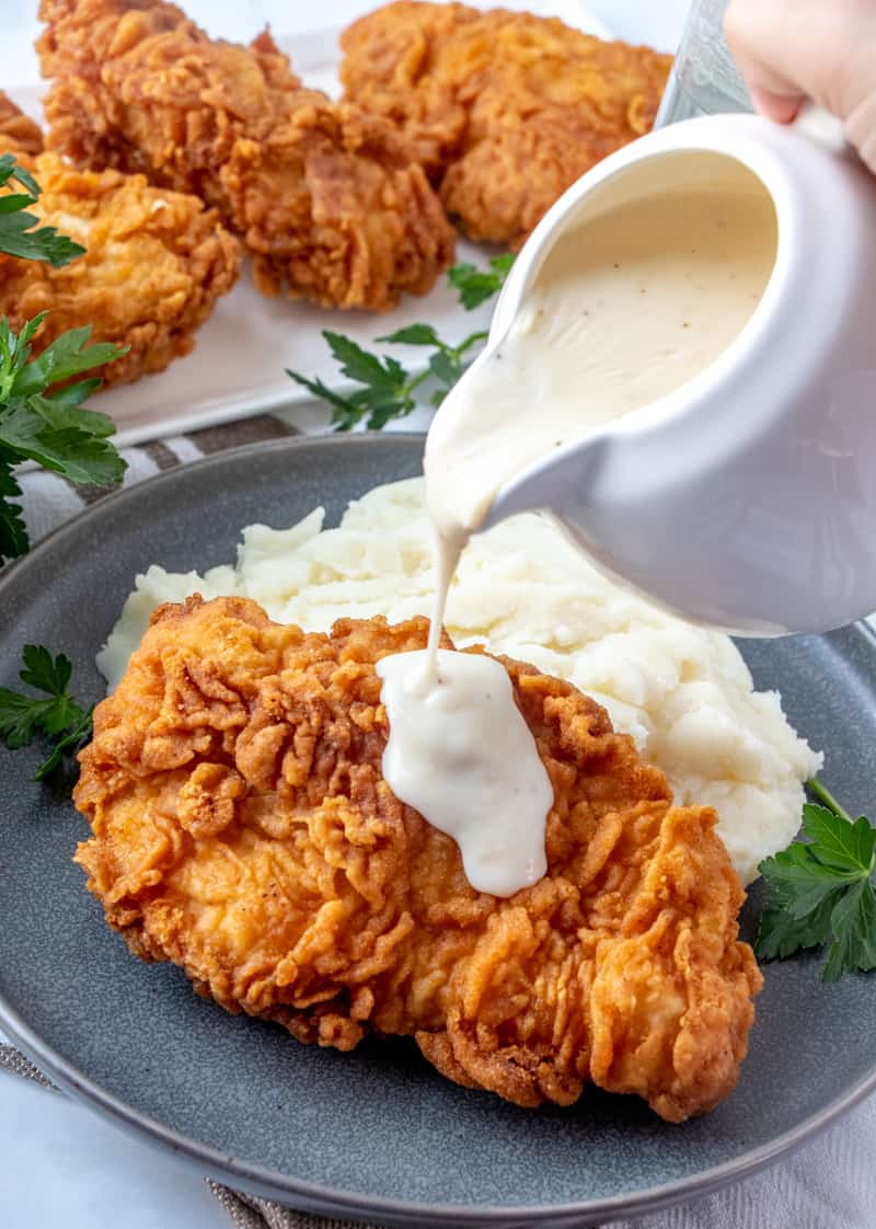 Chicken Fried Chicken with Crisp Golden Coating and Country Gravy