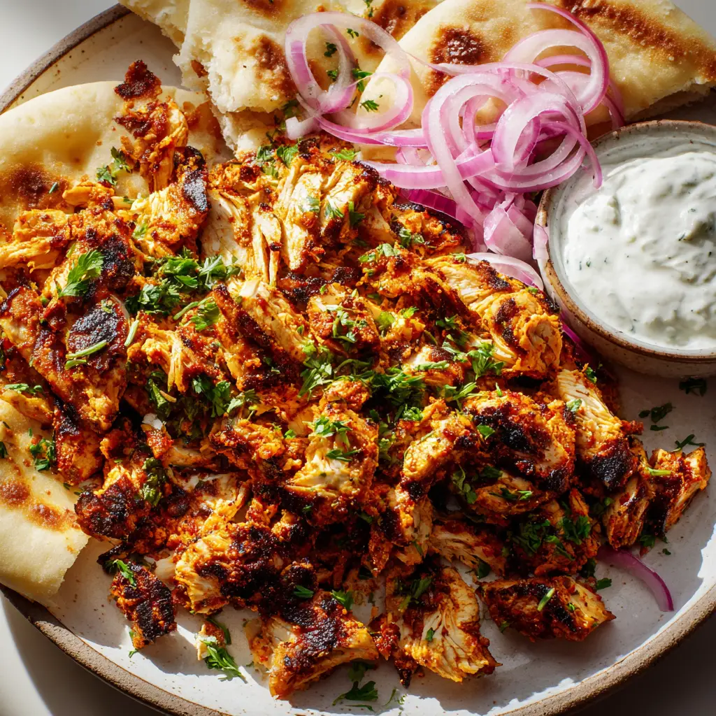 Chicken Shawarma with Garlic Sauce and Pita