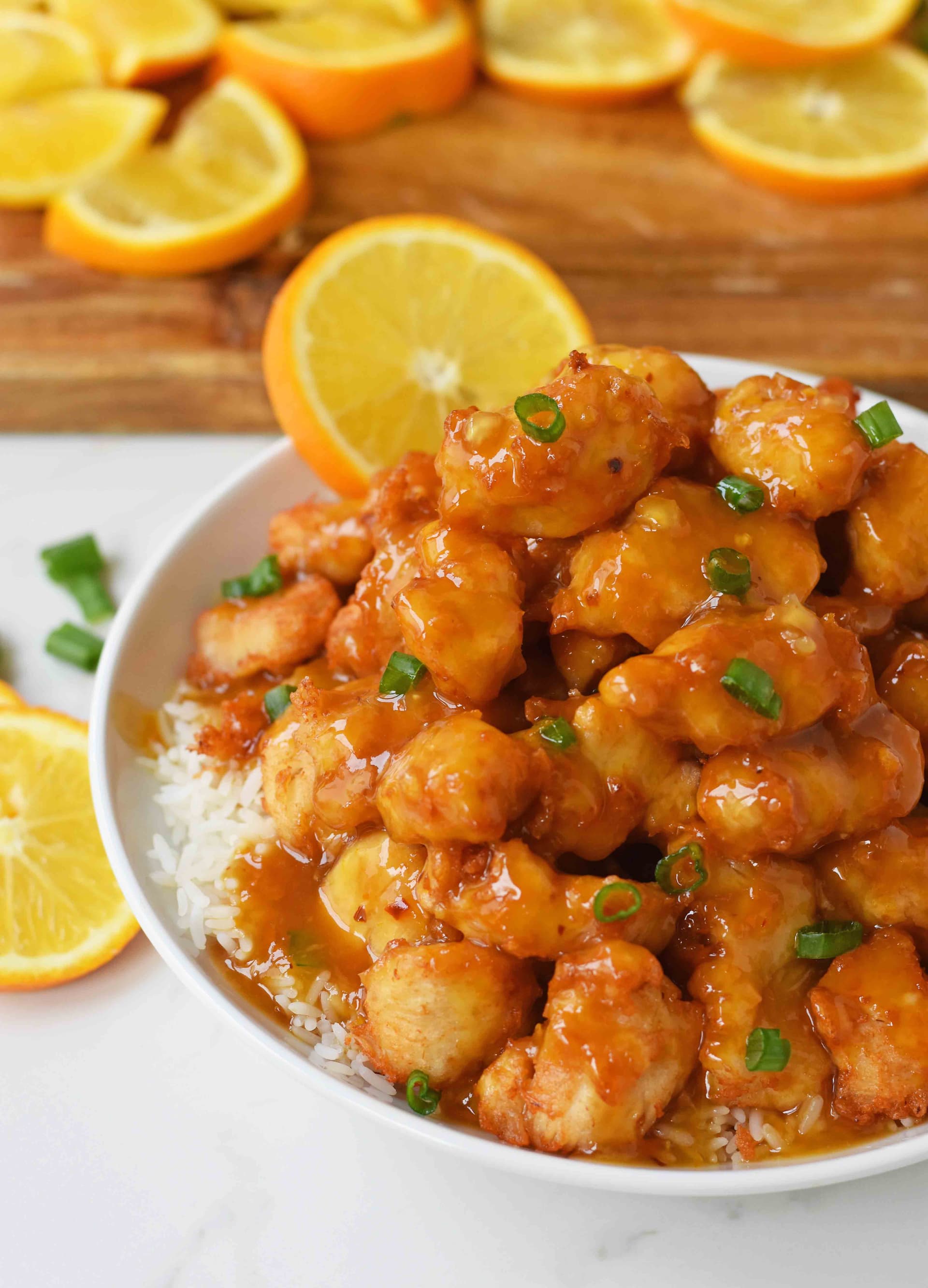 Chinese Orange Chicken with Crispy Fried Chicken and Sweet-Spicy Orange Sauce