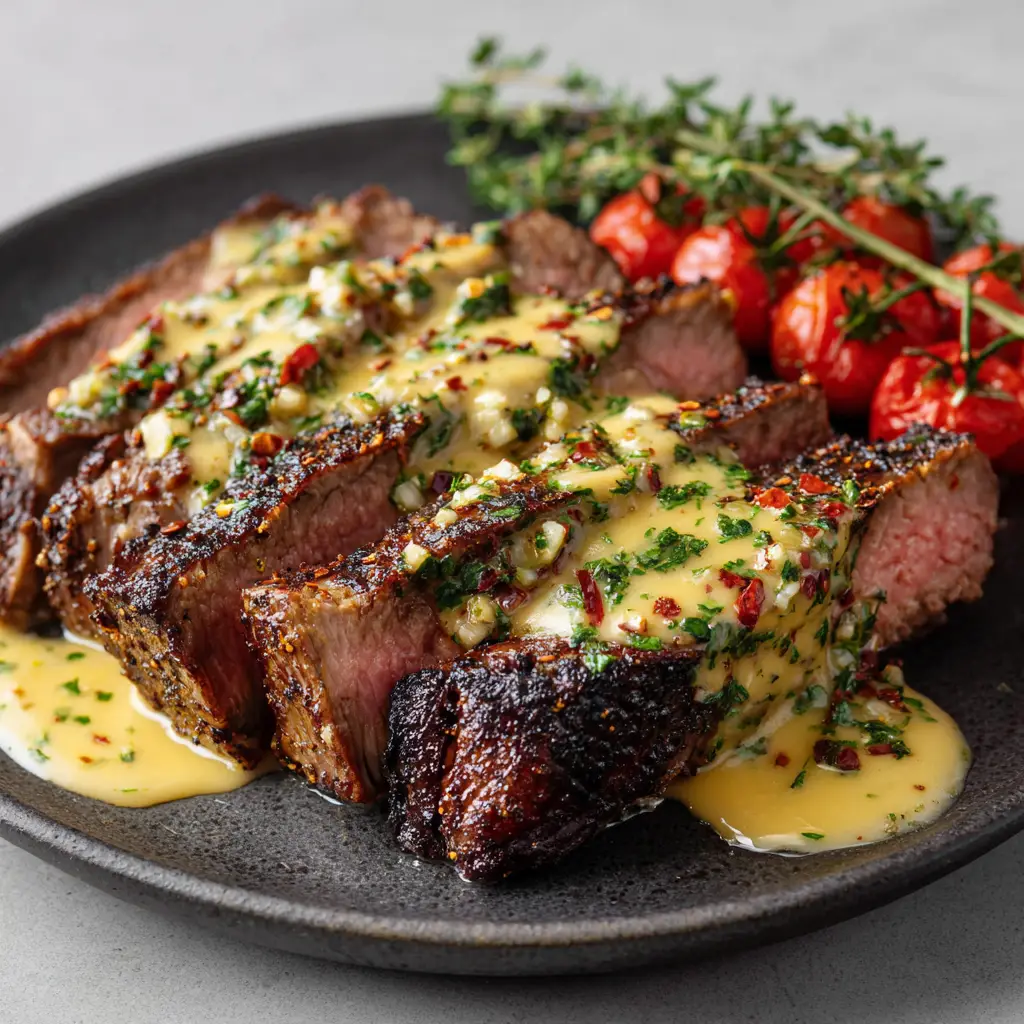 Cowboy Butter Steak with Garlic Butter and Blistered Tomatoes