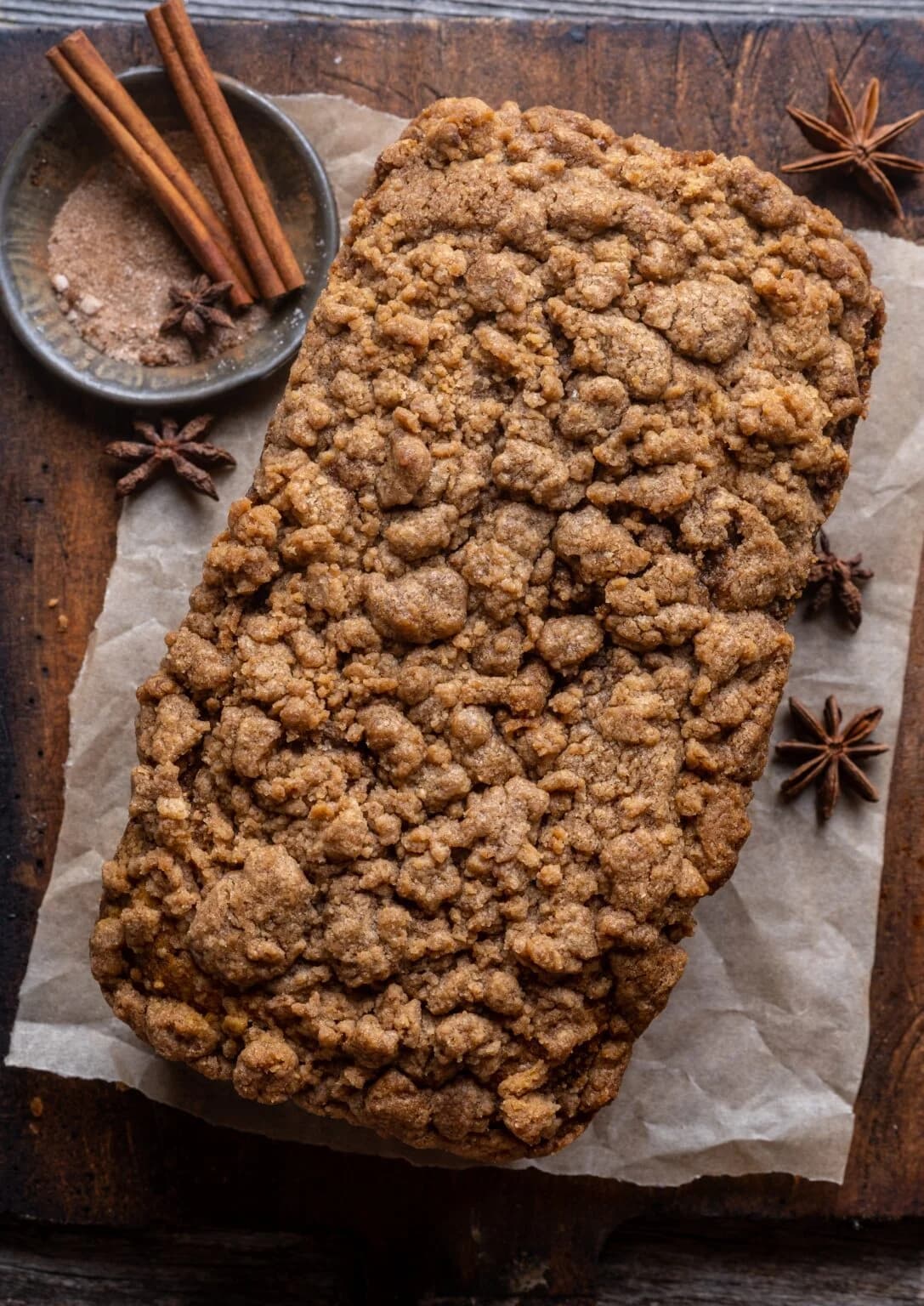 Pumpkin Chocolate Chip Streusel Bread with Crunchy Cinnamon Topping
