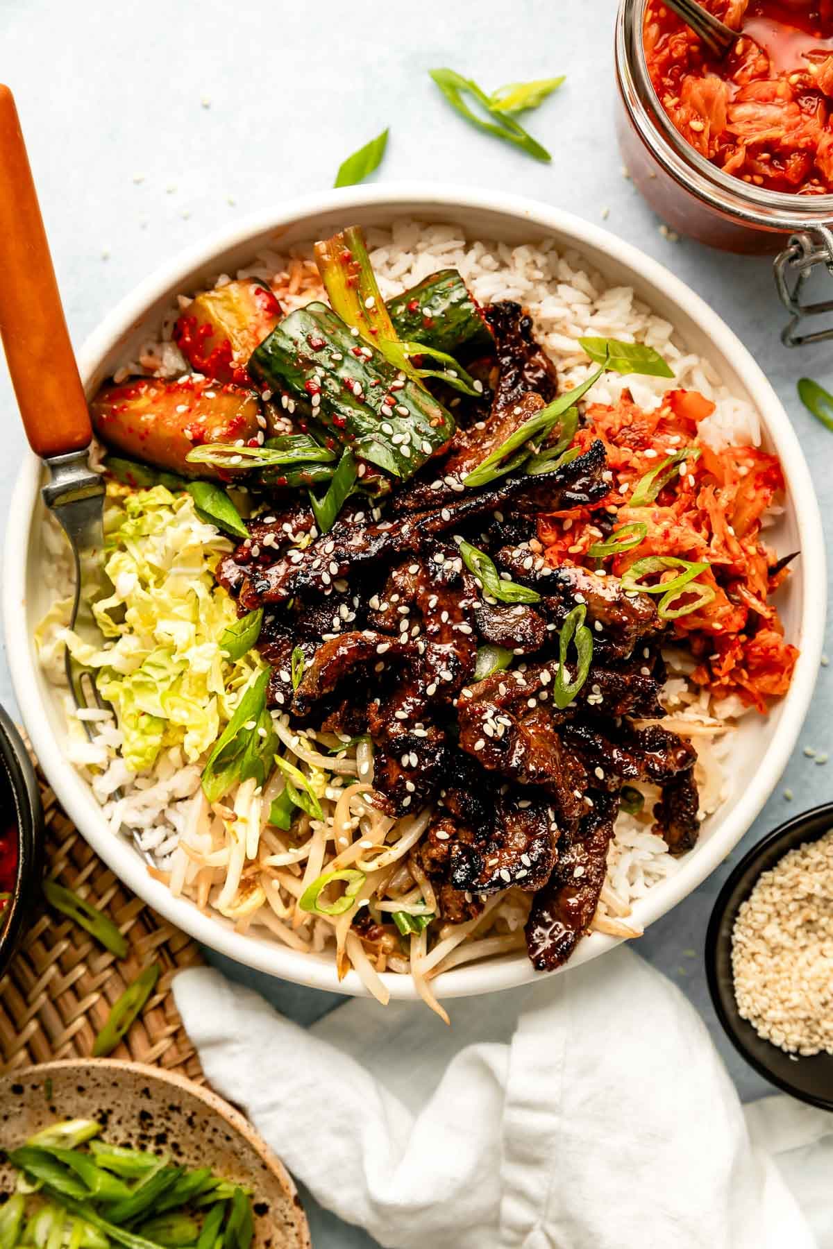 Beef Bulgogi Bowl with Caramelized Steak and Sticky Rice