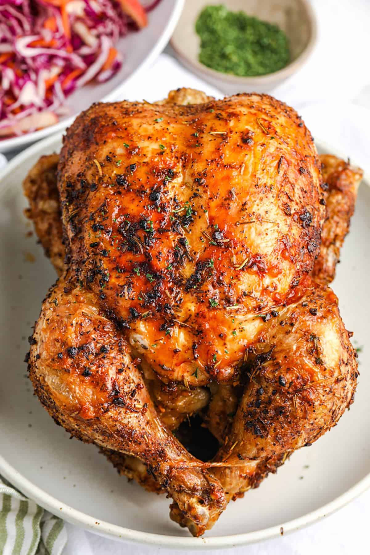 Air Fryer Whole Chicken With Crispy Skin and Juicy Meat