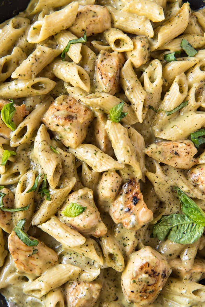 Creamy Chicken Pesto Pasta with Rich Cheesy Basil Sauce