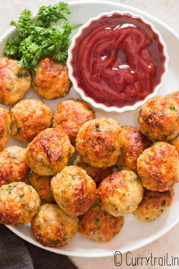 Juicy Baked Chicken Meatballs with Grated Onion and Parmesan