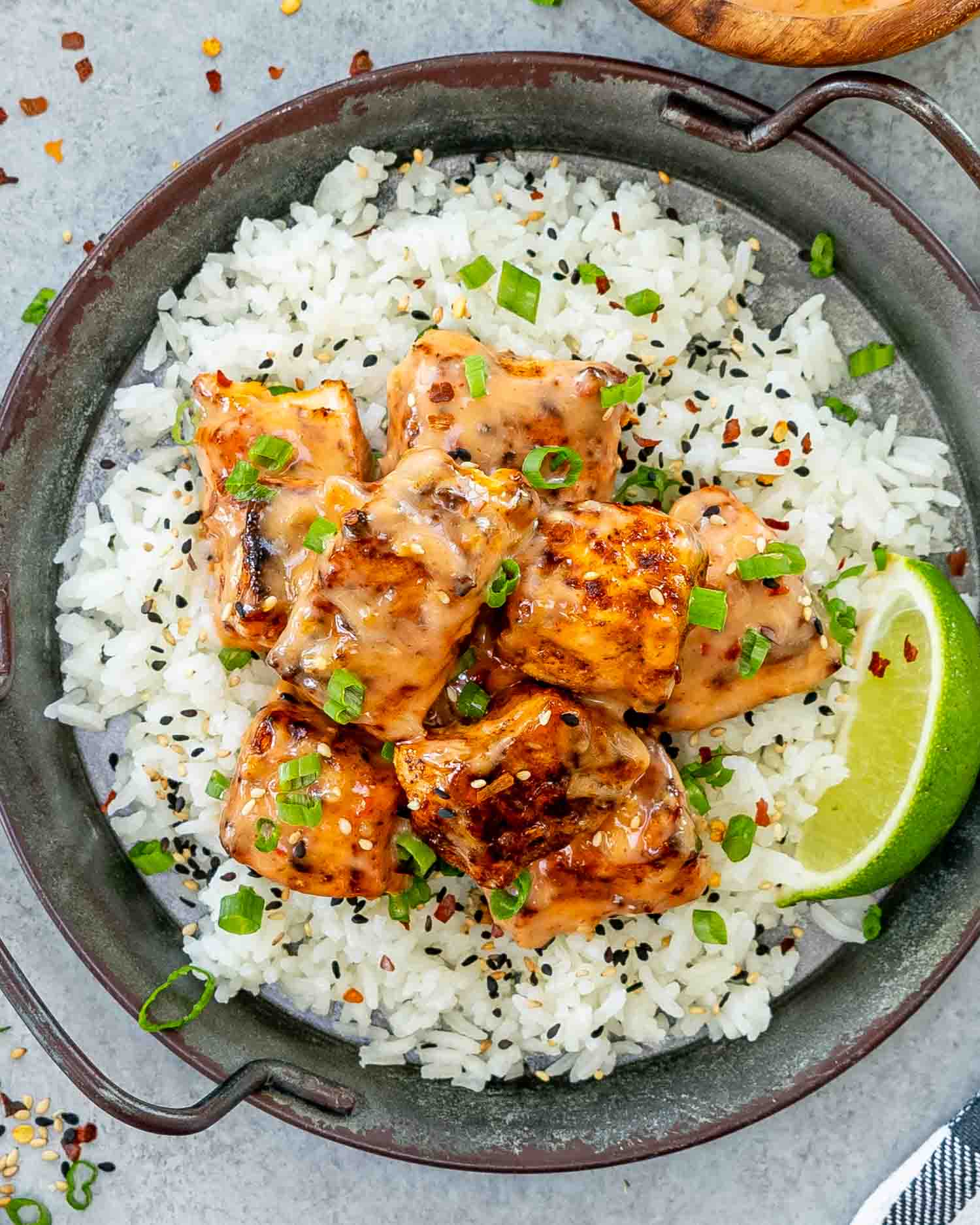 Bang Bang Salmon Bites with Crisp Edges and Sweet-Spicy Sauce